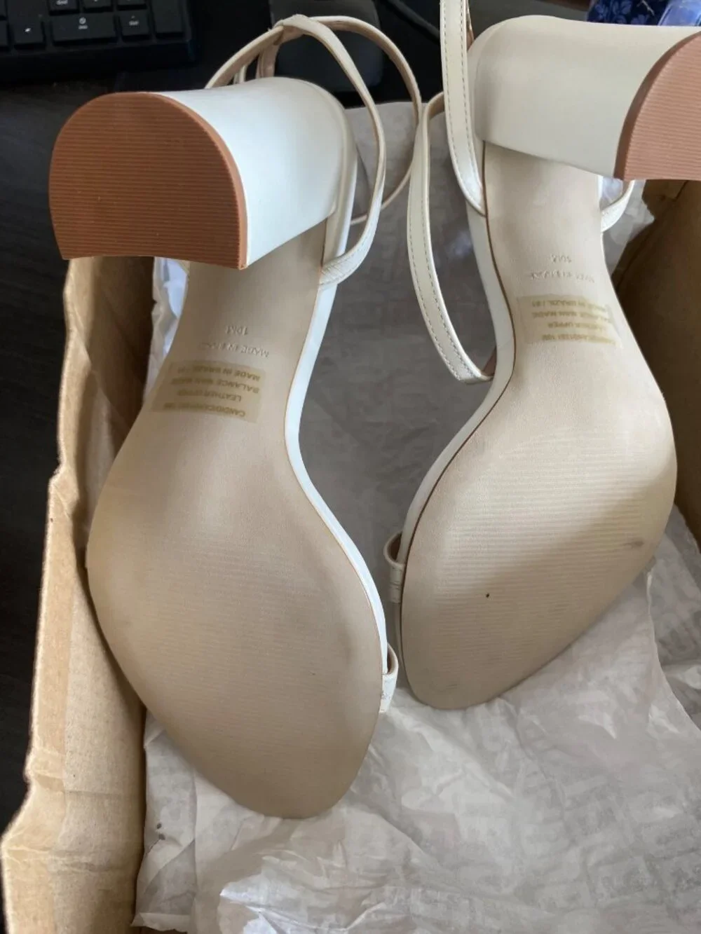 Steve Madden Womens Candid Leather Metallic Slingback Sandals White Size 10 NIB